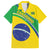Custom Brazil Football Family Matching Long Sleeve Bodycon Dress and Hawaiian Shirt Vamos Canarinho