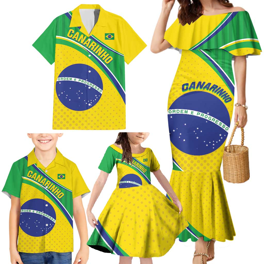 Custom Brazil Football Family Matching Mermaid Dress and Hawaiian Shirt Vamos Canarinho