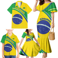 Custom Brazil Football Family Matching Mermaid Dress and Hawaiian Shirt Vamos Canarinho