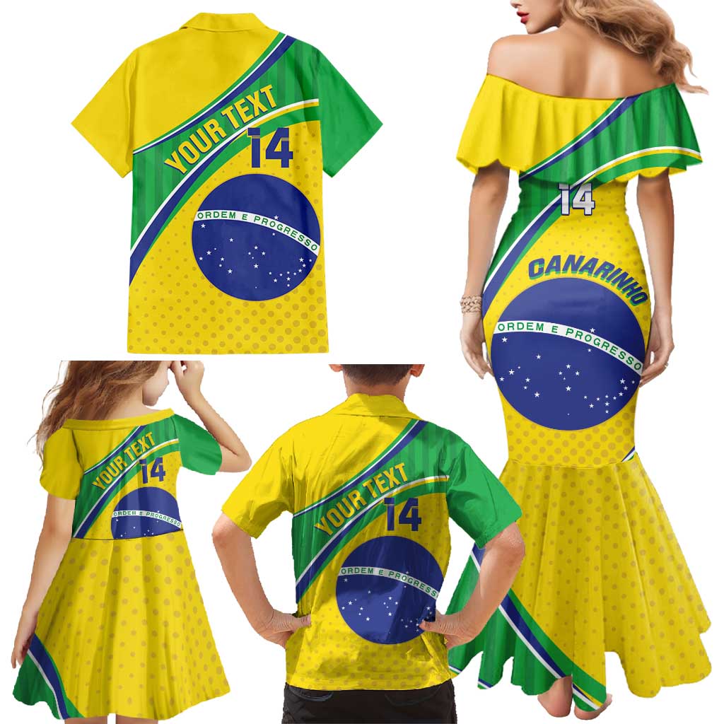 Custom Brazil Football Family Matching Mermaid Dress and Hawaiian Shirt Vamos Canarinho