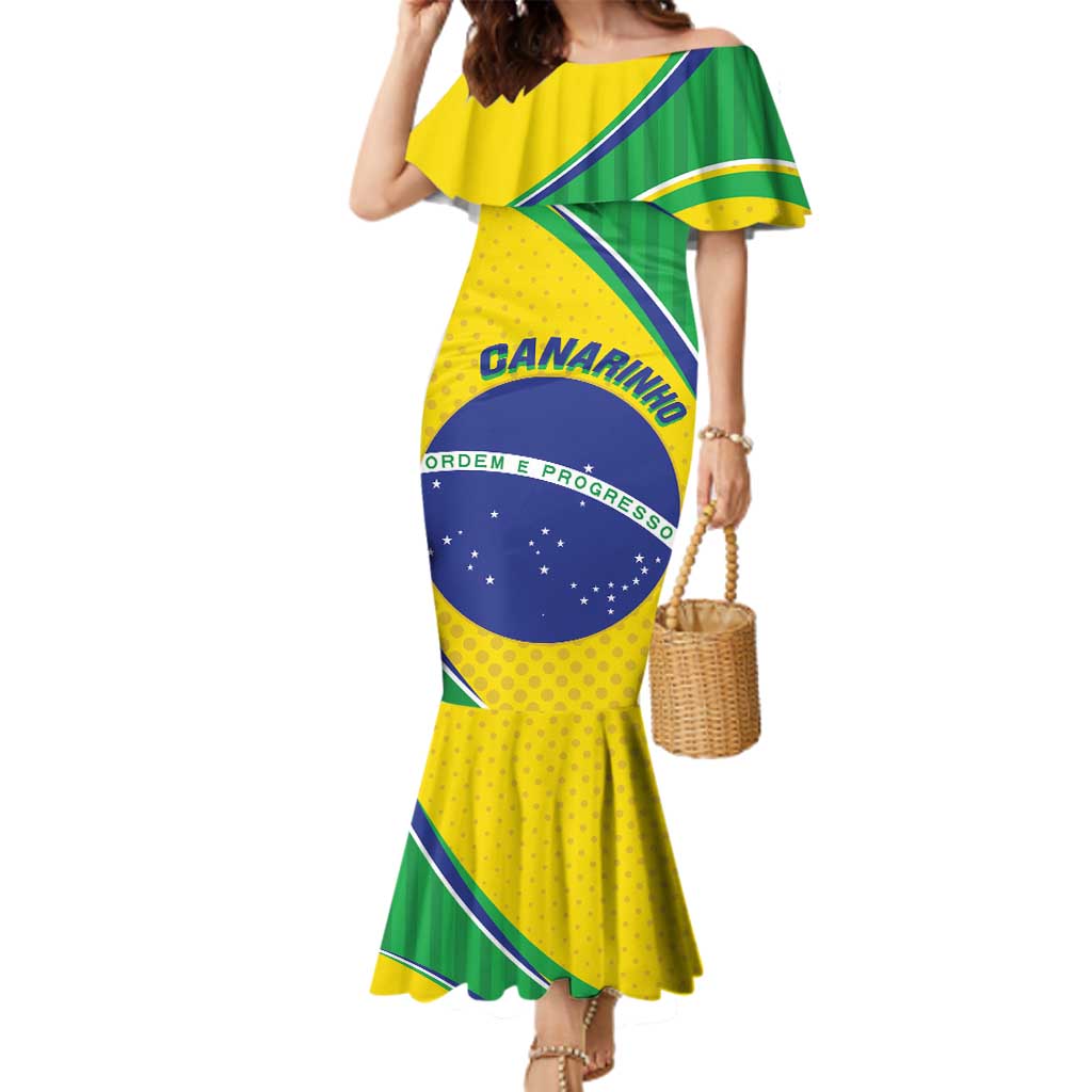 Custom Brazil Football Family Matching Mermaid Dress and Hawaiian Shirt Vamos Canarinho