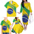 Custom Brazil Football Family Matching Off The Shoulder Long Sleeve Dress and Hawaiian Shirt Vamos Canarinho