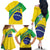 Custom Brazil Football Family Matching Off The Shoulder Long Sleeve Dress and Hawaiian Shirt Vamos Canarinho