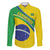 Custom Brazil Football Family Matching Off The Shoulder Long Sleeve Dress and Hawaiian Shirt Vamos Canarinho