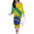 Custom Brazil Football Family Matching Off The Shoulder Long Sleeve Dress and Hawaiian Shirt Vamos Canarinho