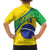 Custom Brazil Football Family Matching Off Shoulder Short Dress and Hawaiian Shirt Vamos Canarinho