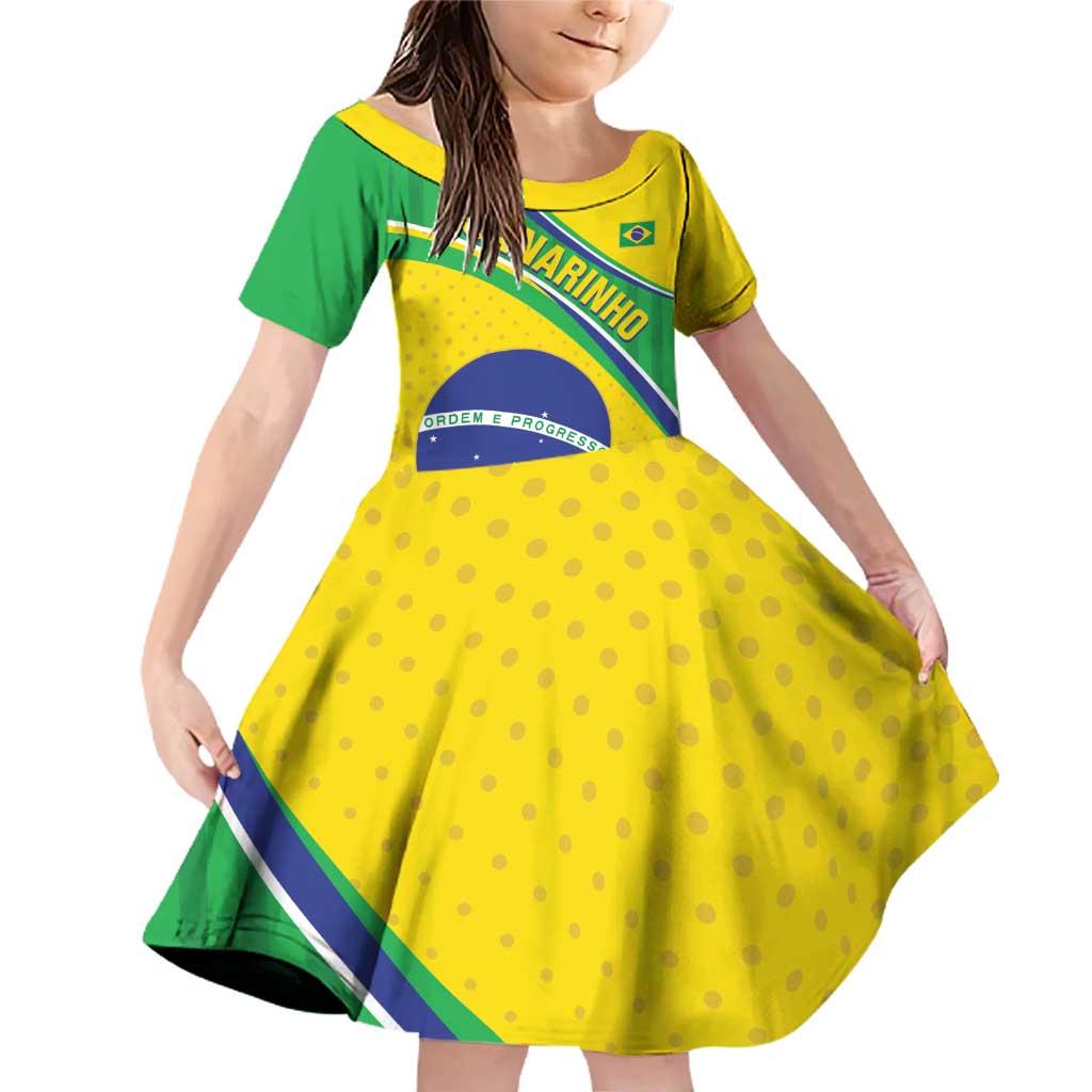 Custom Brazil Football Family Matching Off Shoulder Short Dress and Hawaiian Shirt Vamos Canarinho