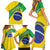Custom Brazil Football Family Matching Short Sleeve Bodycon Dress and Hawaiian Shirt Vamos Canarinho