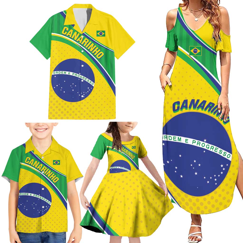 Custom Brazil Football Family Matching Summer Maxi Dress and Hawaiian Shirt Vamos Canarinho