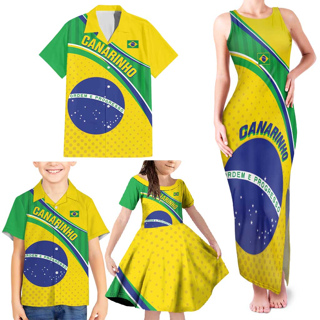 Custom Brazil Football Family Matching Tank Maxi Dress and Hawaiian Shirt Vamos Canarinho