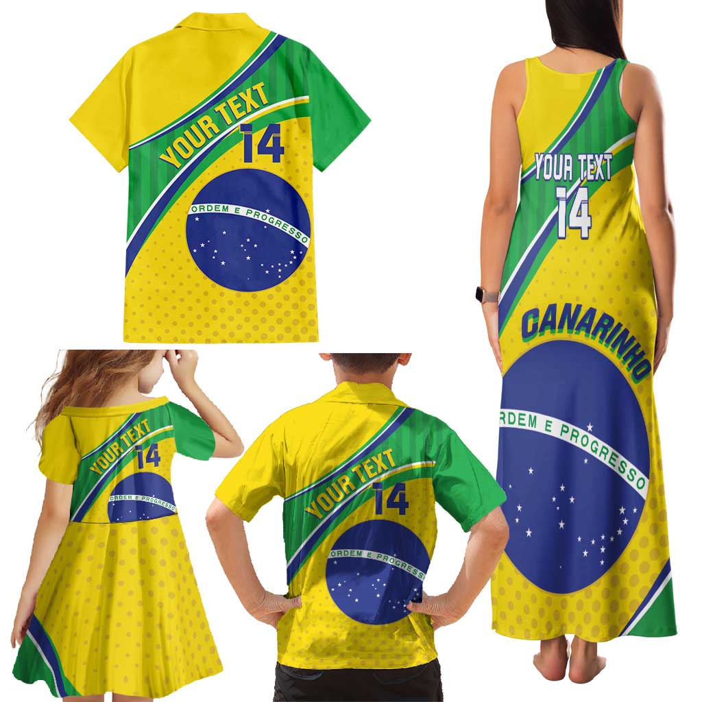 Custom Brazil Football Family Matching Tank Maxi Dress and Hawaiian Shirt Vamos Canarinho