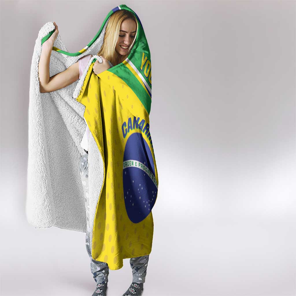 Custom Brazil Football Hooded Blanket Vamos Canarinho