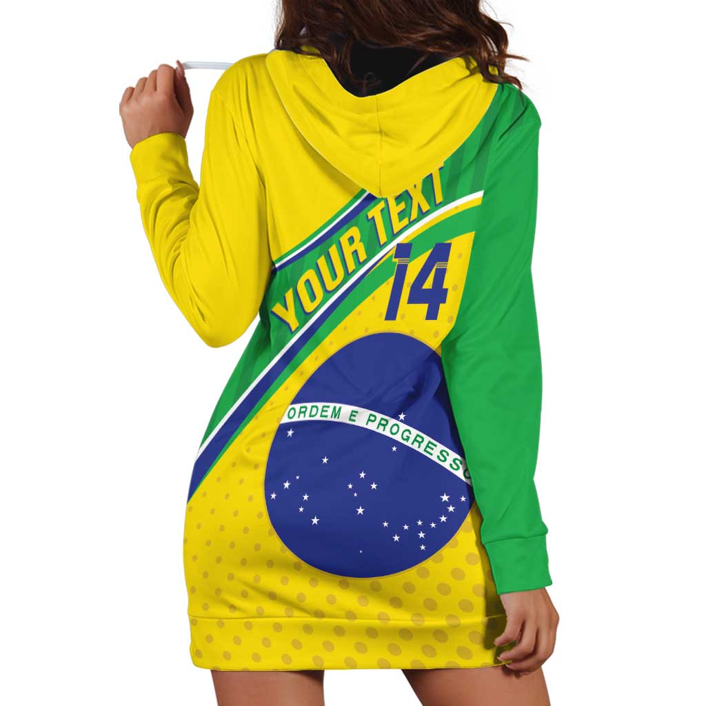 Custom Brazil Football Hoodie Dress Vamos Canarinho