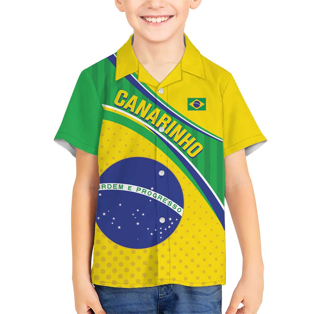 Custom Brazil Football Kid Hawaiian Shirt Vamos Canarinho
