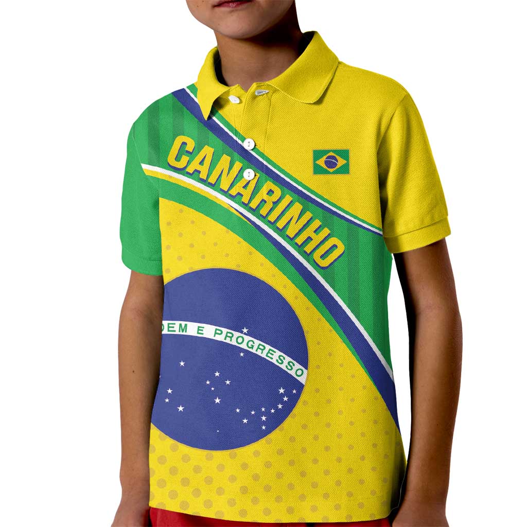 Custom Brazil Football Kid Polo Shirt Vamos Canarinho