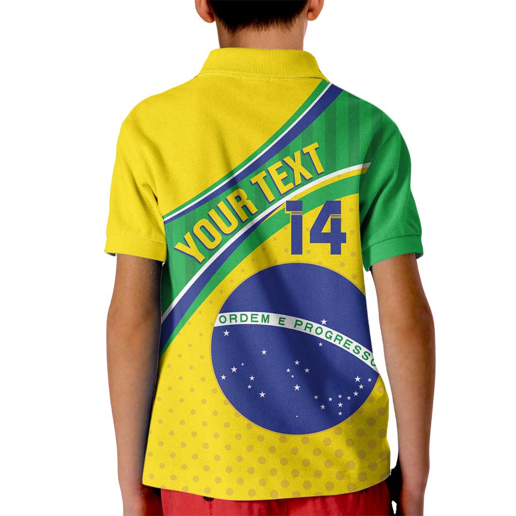 Custom Brazil Football Kid Polo Shirt Vamos Canarinho