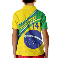 Custom Brazil Football Kid Polo Shirt Vamos Canarinho