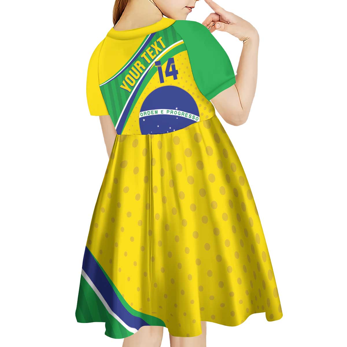 Custom Brazil Football Kid Short Sleeve Dress Vamos Canarinho