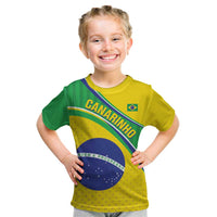 Custom Brazil Football Kid T Shirt Vamos Canarinho