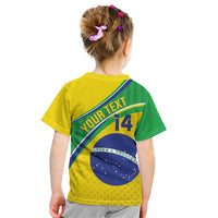 Custom Brazil Football Kid T Shirt Vamos Canarinho