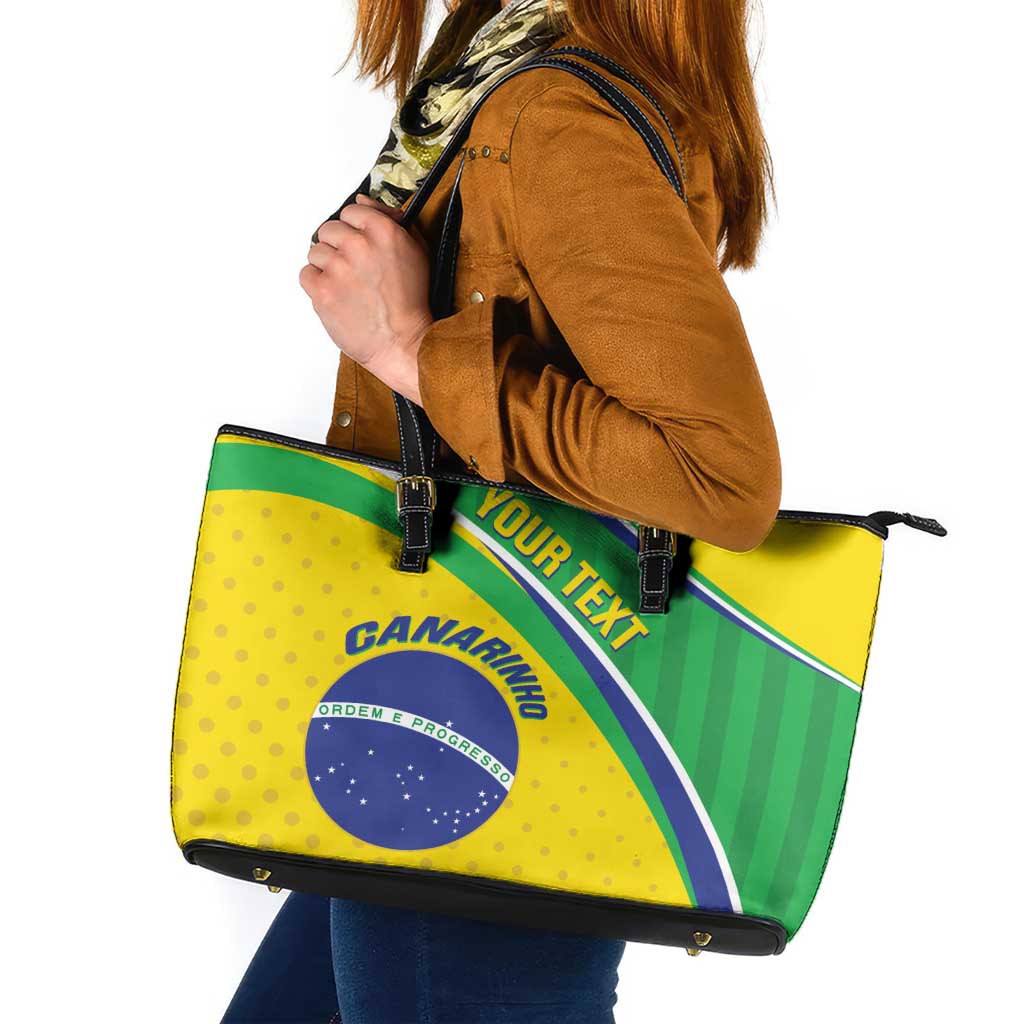 Custom Brazil Football Leather Tote Bag Vamos Canarinho