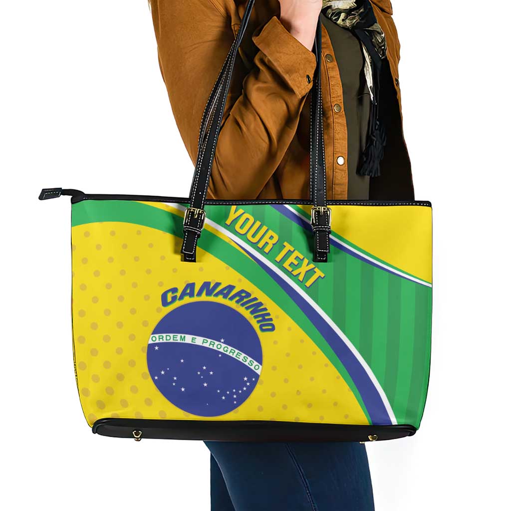 Custom Brazil Football Leather Tote Bag Vamos Canarinho