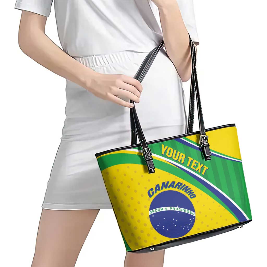 Custom Brazil Football Leather Tote Bag Vamos Canarinho