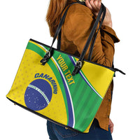 Custom Brazil Football Leather Tote Bag Vamos Canarinho