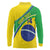 Custom Brazil Football Long Sleeve Polo Shirt Vamos Canarinho