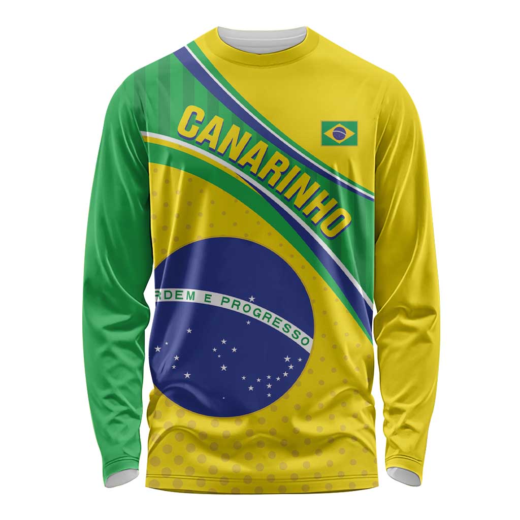 Custom Brazil Football Long Sleeve Shirt Vamos Canarinho