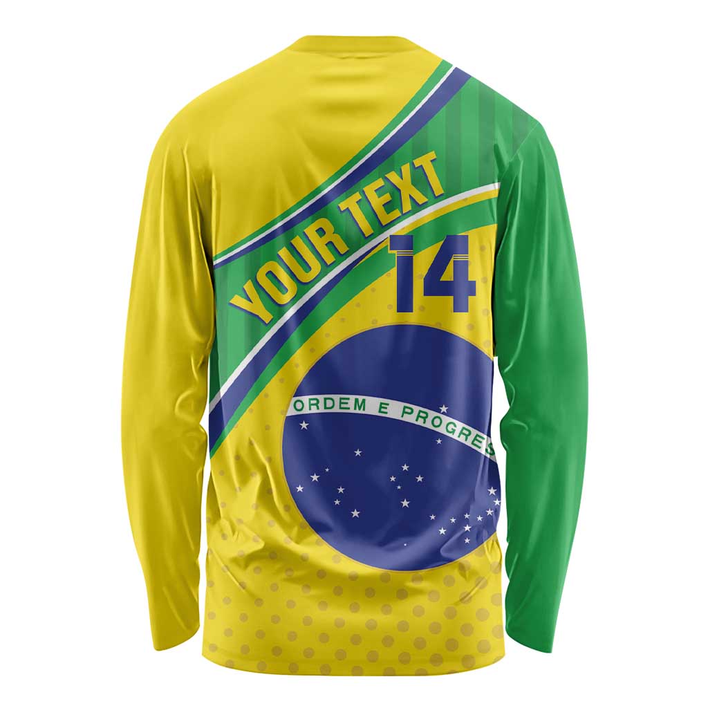 Custom Brazil Football Long Sleeve Shirt Vamos Canarinho