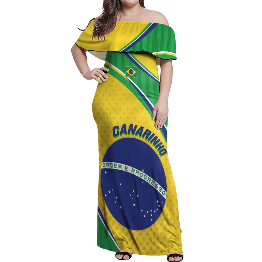 Custom Brazil Football Off Shoulder Maxi Dress Vamos Canarinho