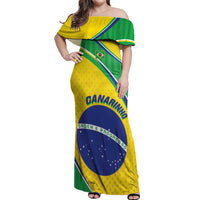 Custom Brazil Football Off Shoulder Maxi Dress Vamos Canarinho