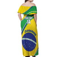 Custom Brazil Football Off Shoulder Maxi Dress Vamos Canarinho
