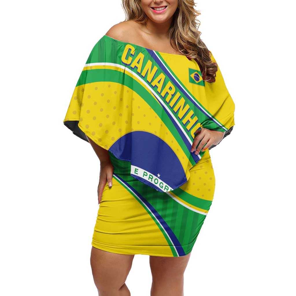 Custom Brazil Football Off Shoulder Short Dress Vamos Canarinho
