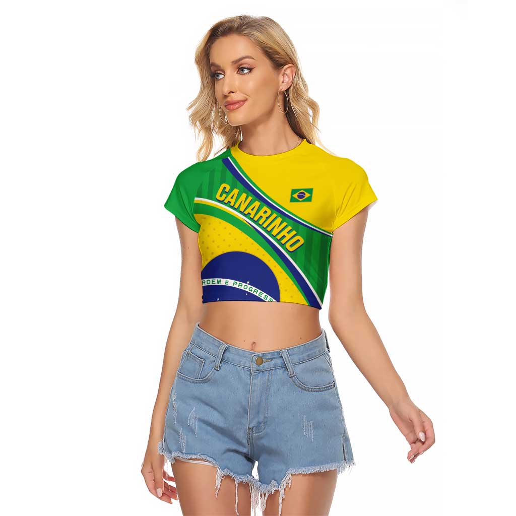 Custom Brazil Football Raglan Cropped T Shirt Vamos Canarinho