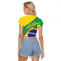 Custom Brazil Football Raglan Cropped T Shirt Vamos Canarinho