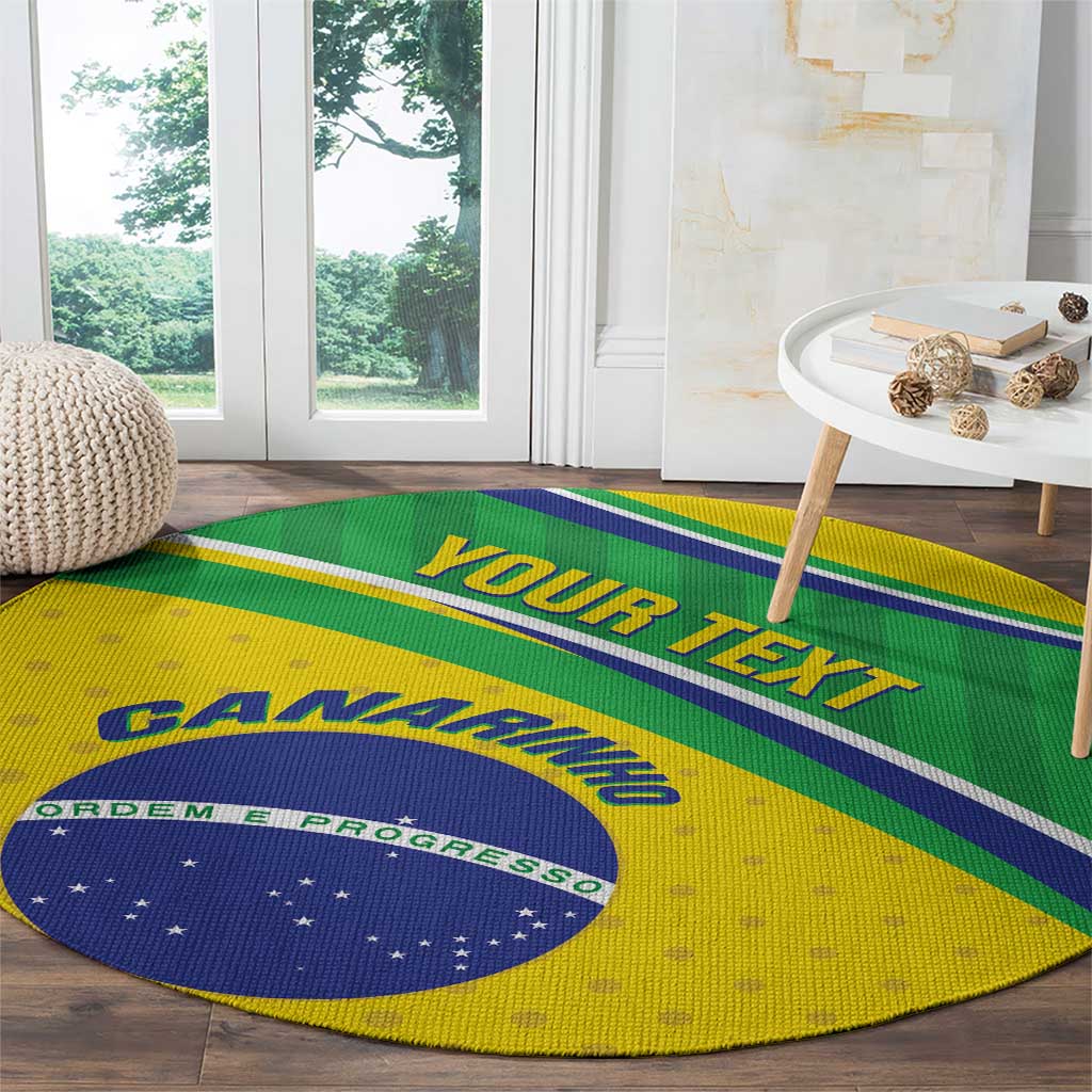 Custom Brazil Football Round Carpet Vamos Canarinho