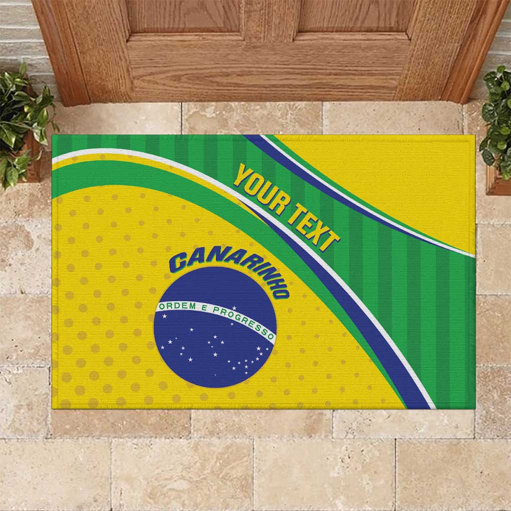 Custom Brazil Football Rubber Doormat Vamos Canarinho