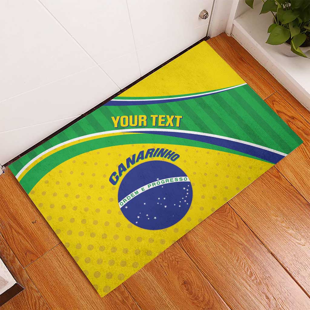 Custom Brazil Football Rubber Doormat Vamos Canarinho