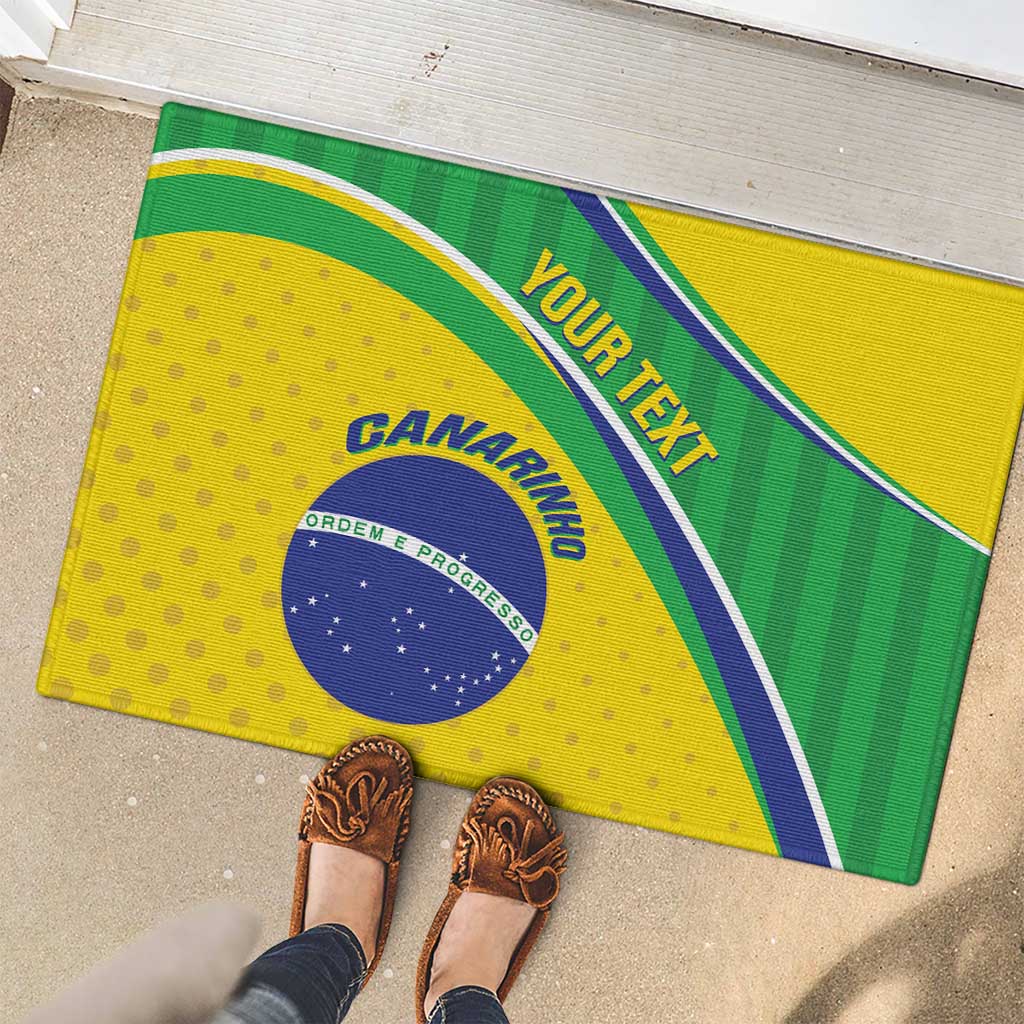 Custom Brazil Football Rubber Doormat Vamos Canarinho