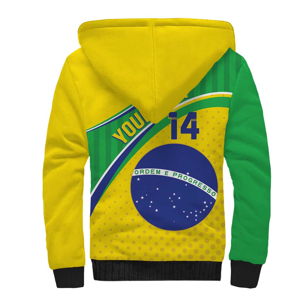 Custom Brazil Football Sherpa Hoodie Vamos Canarinho