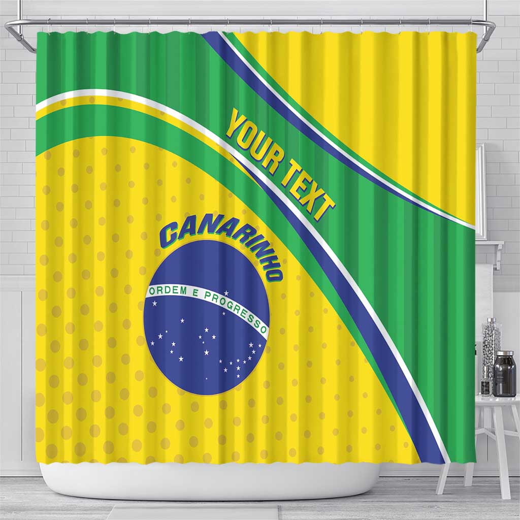 Custom Brazil Football Shower Curtain Vamos Canarinho