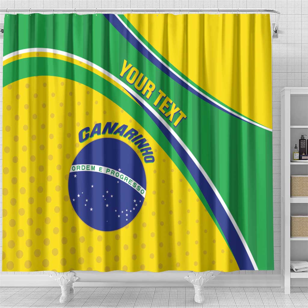 Custom Brazil Football Shower Curtain Vamos Canarinho