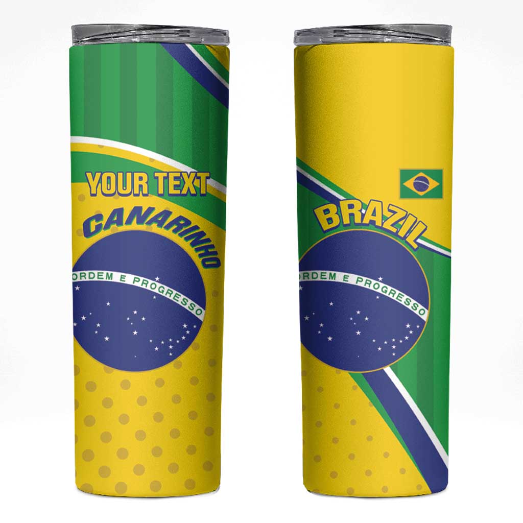 Custom Brazil Football Skinny Tumbler Vamos Canarinho