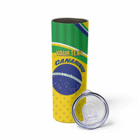 Custom Brazil Football Skinny Tumbler Vamos Canarinho