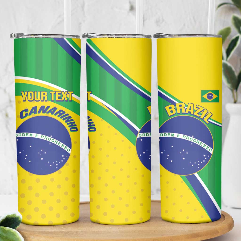 Custom Brazil Football Skinny Tumbler Vamos Canarinho