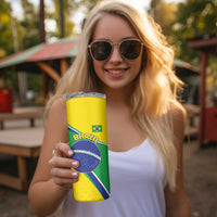 Custom Brazil Football Skinny Tumbler Vamos Canarinho