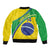 Custom Brazil Football Sleeve Zip Bomber Jacket Vamos Canarinho