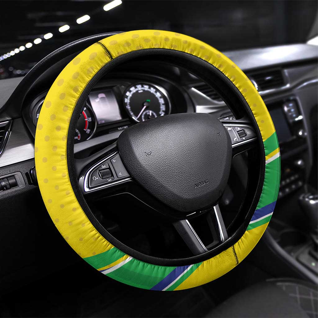 Brazil Football Steering Wheel Cover Vamos Canarinho